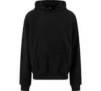 Kapuzensweatshirt URBAN CLASSICS "Urban Classics Jacquard Velvet Oversized Hoody", Herren, Gr. L, schwarz, 100% Polyester, unifarben, Sweatshirts (93888304-L) schwarz