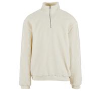 Kapuzensweatshirt URBAN CLASSICS "Urban Classics Oversized Teddy Troyer", Herren, Gr. 3XL, beige (sandweiß), 100% Polyester, unifarben, Rundhals, Sweatshirts (95080255-XXXL) sandweiß