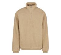 Kapuzensweatshirt URBAN CLASSICS "Urban Classics Oversized Teddy Troyer", Herren, Gr. S, beige (unionbeige), 100% Polyester, unifarben, Rundhals, Sweatshirts (58358525-S) unionbeige