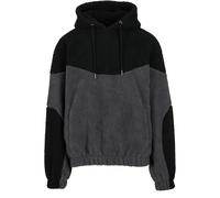 Kapuzensweatshirt URBAN CLASSICS "Urban Classics Weavy Colorblock Teddy Hoodie", Herren, Gr. M, magnet, schwarz, 100% Polyester, unifarben, Sweatshirts (12732506-M) magnet, schwarz