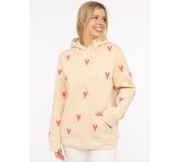 Kapuzensweatshirt ZWILLINGSHERZ, Damen, Gr. L/XL, beige (hellbeige), Sweatware, Obermaterial: 50% Baumwolle, 50% Polyester, unifarben mit Farbeinsätzen, bequem hüftbedeckend, ohne Ausschnitt, angesetz