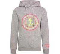 Kapuzensweatshirt ZWILLINGSHERZ, Damen, Gr. L/XL, grau (hellgrau, meliert), Sweatware, Obermaterial: 50% Baumwolle, 50% Polyester, meliert, bequem hüftbedeckend, V-Ausschnitt, Sweatshirts, mit Ankerau