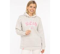 Kapuzensweatshirt ZWILLINGSHERZ "Streifen Moin", Damen, Gr. S/M, grau, angeraute Sweatware, Obermaterial: 50% Baumwolle, 50% Polyester, mehrfarbig, Sweatshirts, gestreift, große "MOIN"- und Anker -Sti
