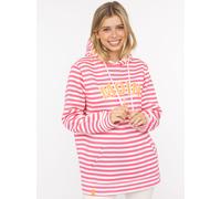 Kapuzensweatshirt ZWILLINGSHERZ ""Streifen Moin"", Damen, Gr. S/M, pink, angeraute Sweatware, Obermaterial: 50% Baumwolle, 50% Polyester, mehrfarbig, Sweatshirts Kapuzensweatshirt, gestreift, große "M