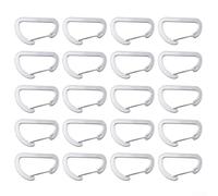 Karabiner-Schlüsselanhänger, Größe 4, D-Typ, mehrfarbig, Aluminiumlegierung, Karabinerhaken für Schlüssel, Camping, Wandern, Zubehör, 20 Stück (Silber)