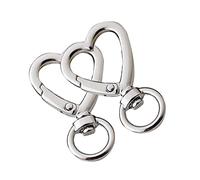 Karabinerhaken für Taschen, Accessoires, Handtaschen, Griff, Herz, Karabiner, Metallverschluss, Karabinerhaken für Schlüsselanhänger, S, 41 mm, Silber, Einheitsgröße, 2 Stück