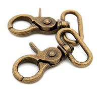 Karabinerhaken, oval, drehbar, für Gurte, Taschen, Gürtel, Lederwaren (gebürstetes Messing, 2,5 cm)