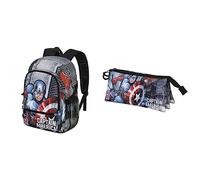 KARACTERMANIA Captain America Defender FAN 2.0 Fight Rucksack + Dreifach-Federmäppchen