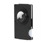 Kardilab Carbon Fiber Wallet with AirTag Holder - RFID Blocking Slim Wallet for Men - Minimalist Front Pocket Card Holder - Fits 12 Cards - AirTag Not Included (Money Clip, Carbon Black)