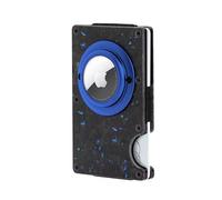 Kardilab Carbon Fiber Wallet with AirTag Holder - RFID Blocking Slim Wallet for Men - Minimalist Front Pocket Card Holder - Fits 12 Cards - AirTag Not Included (Elastic Strap, Midnight Blue)