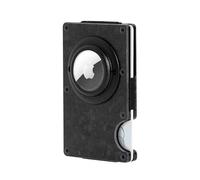 Kardilab Carbon Fiber Wallet with AirTag Holder - RFID Blocking Slim Wallet for Men - Minimalist Front Pocket Card Holder - Fits 12 Cards - AirTag Not Included (Elastic Strap, Onyx Black)