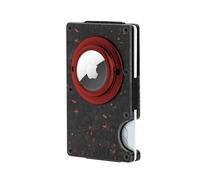 Kardilab Carbon Fiber Wallet with AirTag Holder - RFID Blocking Slim Wallet for Men - Minimalist Front Pocket Card Holder - Fits 12 Cards - AirTag Not Included (Money Clip, Crimson Red)