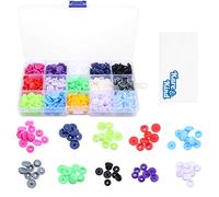 Kare & Kind Kunststoff Druckknöpfe Set - 150 tlg. T5-Verschlüsse mit 15 Farben (zufällig) - Zum Nähen, Basteln, Sticken, Heimwerken - Ohne Nähte konstruiert für Baby-Stoffwindeln, Lätzchen