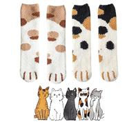 KARELLS Flauschige Socken,Katzensocken,Warme Socken Damen,Dicke socken damen,Coral Fleece Katzen Socken,Kuschelsocken Katze,Pfotensocken Karikatur,Tier Socken Damen,Kuschelsocken Damen 35-38