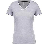 Kariban Damen Piqué V-Ausschnitt T-Shirt K394 oxford grey/navy/white XXL