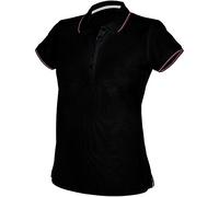 Kariban Damen Polo-Shirt mit Kontraststreifen (Large) (Schwarz)