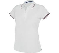 Kariban Damen Polo-Shirt mit Kontraststreifen (Large) (Weiß)