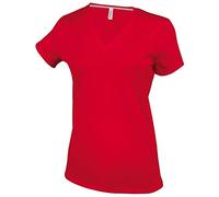Kariban Damen Short Sleeve V-Neck T-Shirt, Rot