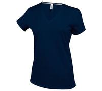 Kariban Damen T-Shirt mit V-Ausschnitt (S) (Marineblau)