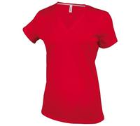 Kariban Damen T-Shirt mit V-Ausschnitt (S) (Rot)