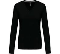 Kariban Damen V-Ausschnitt T-Shirt langarm K382 black XXL