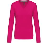 Kariban Damen V-Ausschnitt T-Shirt langarm K382 fuchsia 3XL