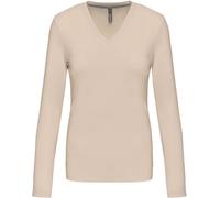 Kariban Damen V-Ausschnitt T-Shirt langarm K382 light sand S