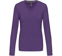 Kariban Damen V-Ausschnitt T-Shirt langarm K382 purple XL