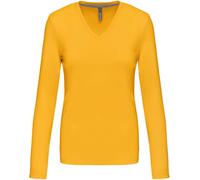 Kariban Damen V-Ausschnitt T-Shirt langarm K382 yellow M