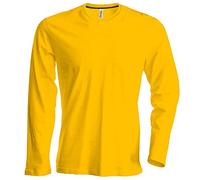 Kariban - Herren Langarm Rundhals T-Shirt / Yellow, 4XL