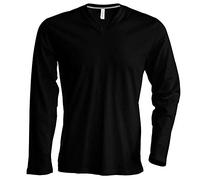 Kariban - Herren Langarmshirt mit V-Ausschnitt bis Größe 4XL / Black, XL