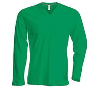 Kariban - Herren Langarmshirt mit V-Ausschnitt bis Größe 4XL / Kelly Green, XL