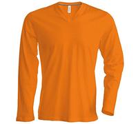 Kariban - Herren Langarmshirt mit V-Ausschnitt bis Größe 4XL / Orange, L