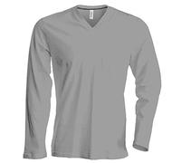 Kariban - Herren Langarmshirt mit V-Ausschnitt bis Größe 4XL / Oxford Grey, 4XL