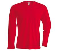 Kariban - Herren Langarmshirt mit V-Ausschnitt bis Größe 4XL / Red, 4XL