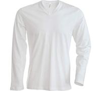Kariban - Herren Langarmshirt mit V-Ausschnitt bis Größe 4XL / White, 3XL