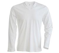 Kariban - Herren Langarmshirt mit V-Ausschnitt bis Größe 4XL / White, L