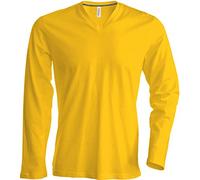 Kariban - Herren Langarmshirt mit V-Ausschnitt bis Größe 4XL / Yellow, 4XL