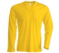 Kariban - Herren Langarmshirt mit V-Ausschnitt bis Größe 4XL / Yellow, M