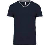 Kariban Herren Piqué V-Ausschnitt T-Shirt K374 navy/light grey/white XL