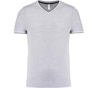 Kariban Herren Piqué V-Ausschnitt T-Shirt K374 oxford grey/navy/white XXL