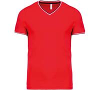 Kariban Herren Piqué V-Ausschnitt T-Shirt K374 red/navy/white L
