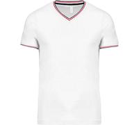 Kariban Herren Piqué V-Ausschnitt T-Shirt K374 white/navy/red XL