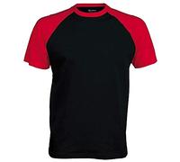 Kariban Herren T-Shirt Mehrfarbig schwarz / rot Large