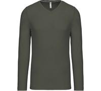Kariban Herren V-Ausschnitt T-Shirt langarm K358 dark khaki 3XL