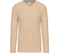 Kariban Herren V-Ausschnitt T-Shirt langarm K358 light sand M