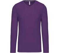 Kariban Herren V-Ausschnitt T-Shirt langarm K358 purple XL