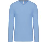 Kariban Herren V-Ausschnitt T-Shirt langarm K358 sky blue M