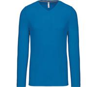 Kariban Herren V-Ausschnitt T-Shirt langarm K358 tropical blue S