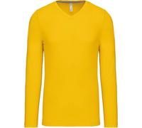 Kariban | K358 Herren V-Neck T-Shirt Langarm, Größe:L, Farbe:Yellow